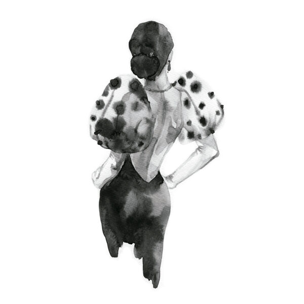 Modeillustration in schwarzer Tusche