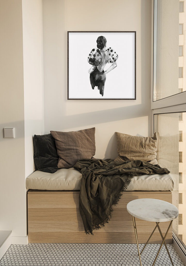 Modeillustration in schwarzer Tusche