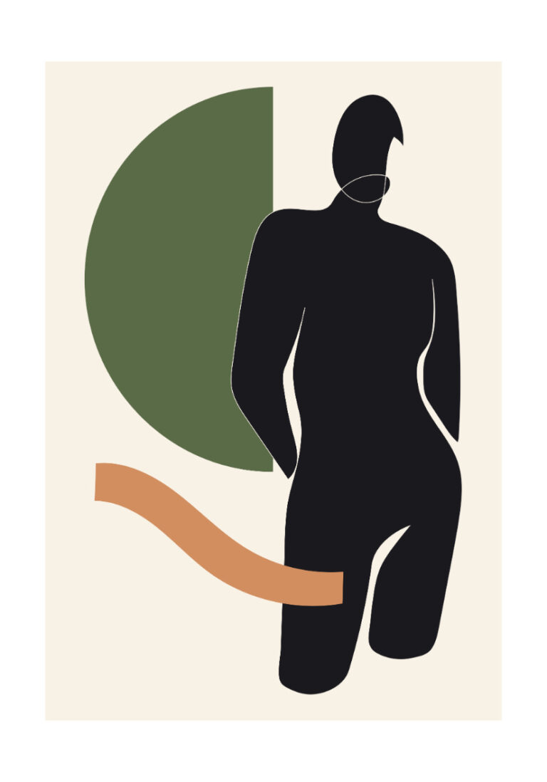 Minimalistische abstrakte Figur in dunklen Tönen