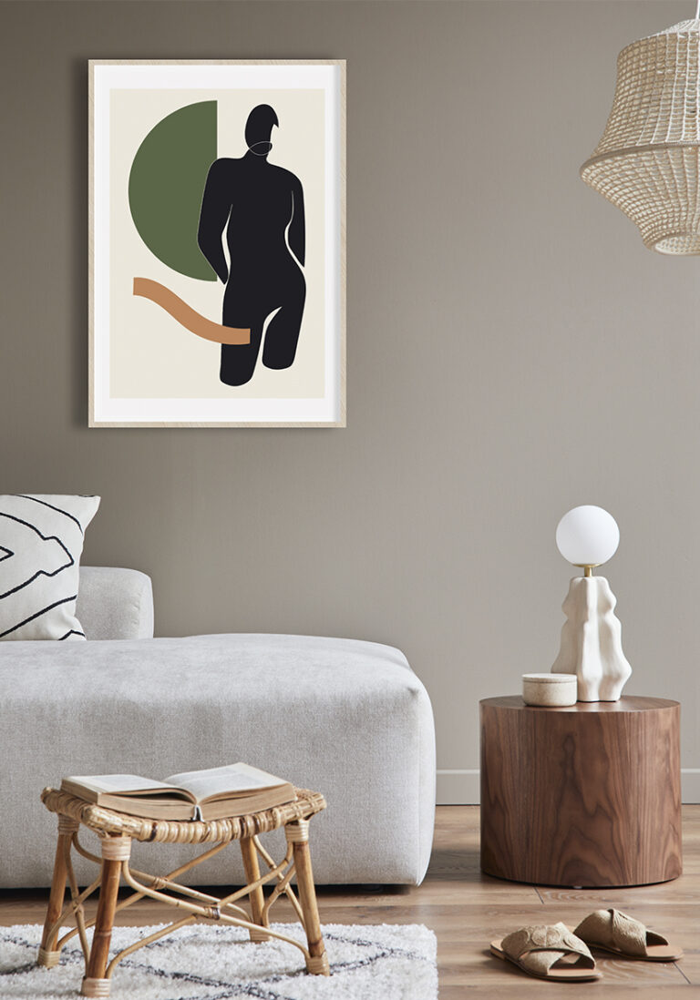 Minimalistische abstrakte Figur in dunklen Tönen