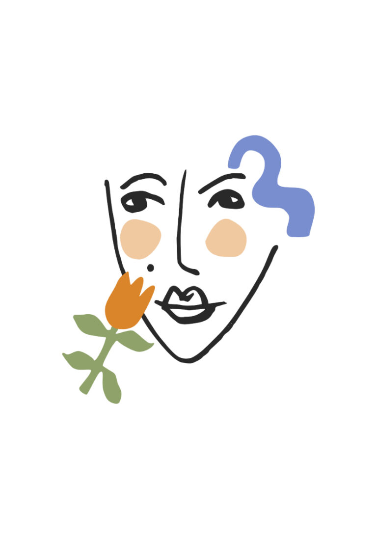 Farbenfrohe Illustration eines abstrakten Gesichts