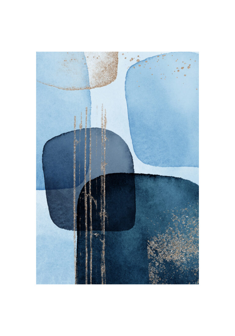 Kunstdruck in Blau und Gold