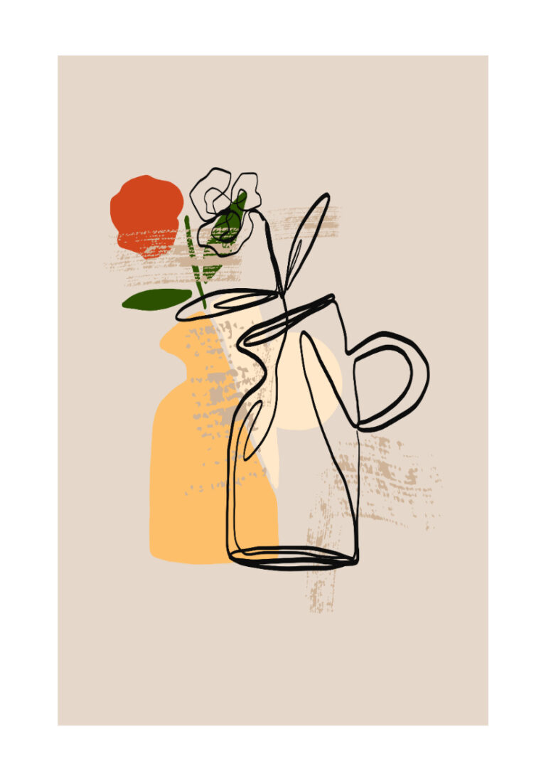 Florale Linienillustration im abstrakten Stil