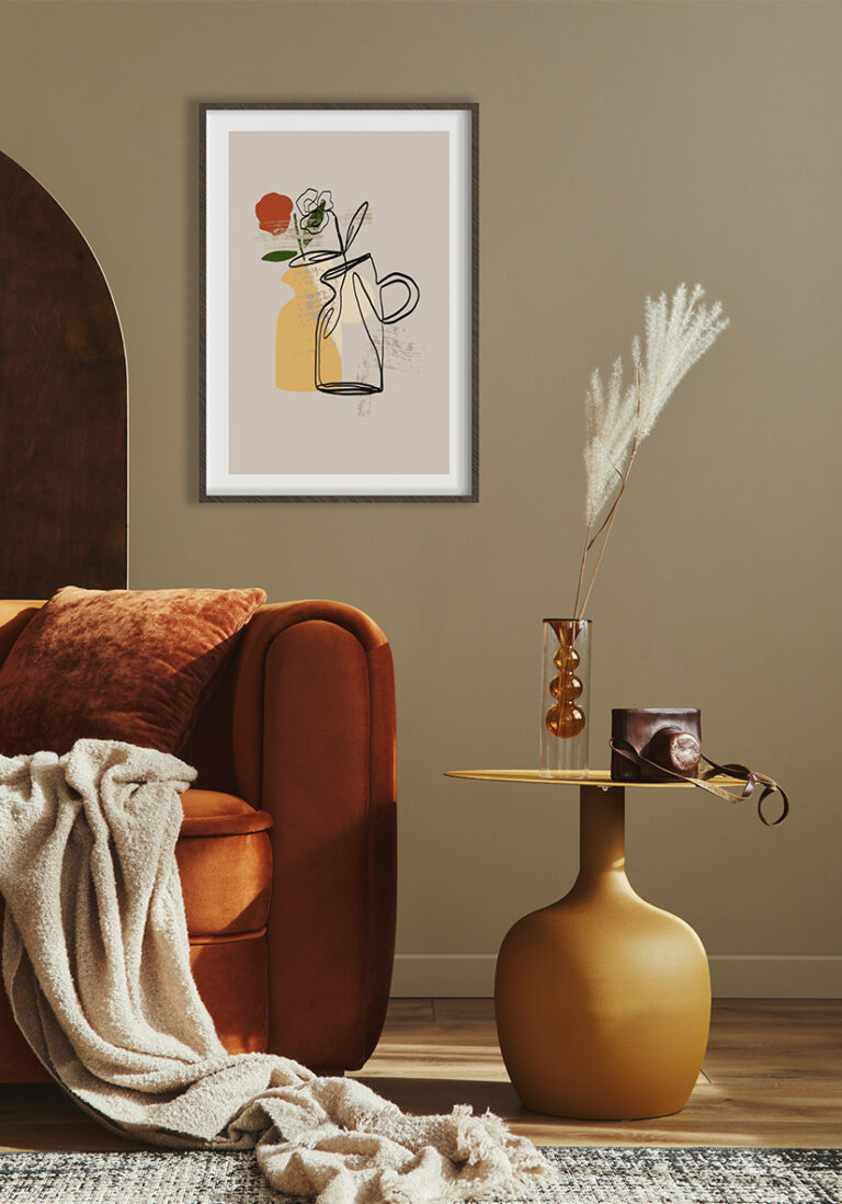 Florale Linienillustration im abstrakten Stil