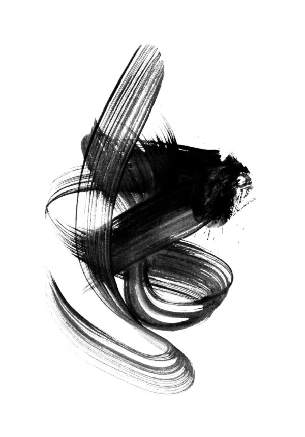Abstrakte Pinselstrich-Kunst in Monochrom