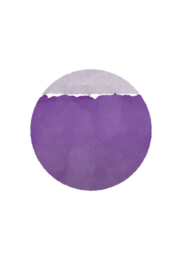 Abstrakte violette Kugel auf weißem Grund