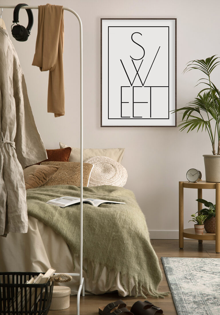 Minimalistische Typografie-Kunst mit liebevollem Text