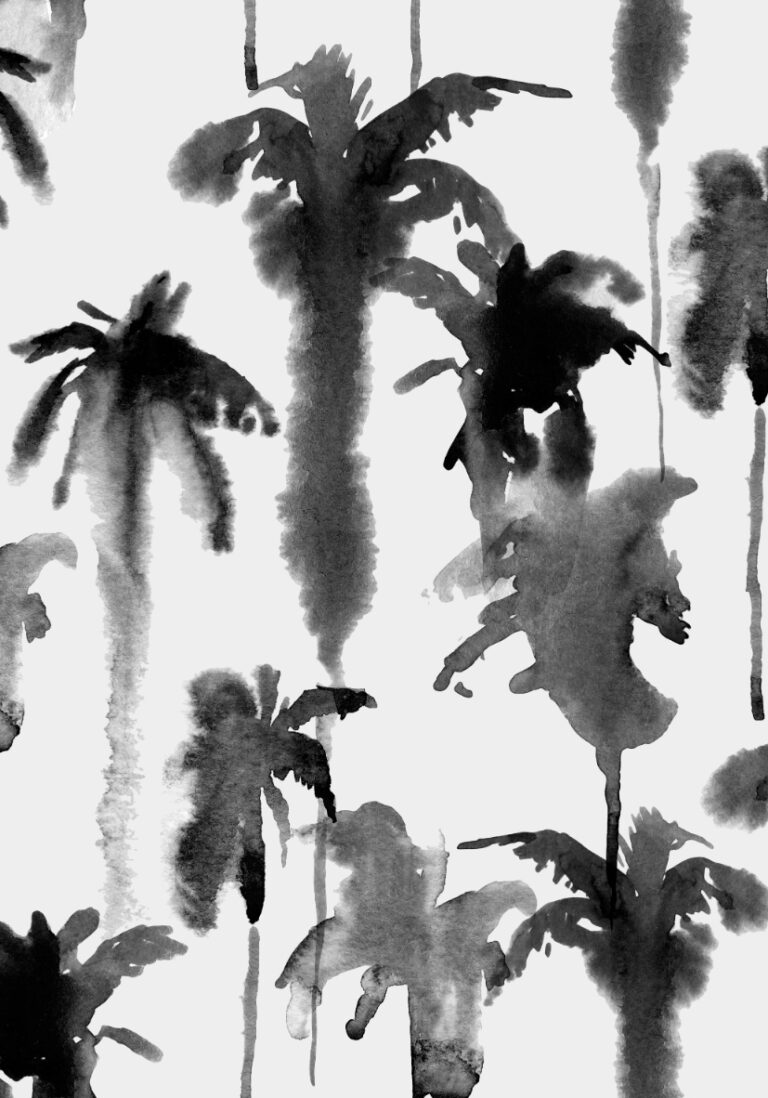 Monochromes künstlerisches Palmenmuster in Aquarell