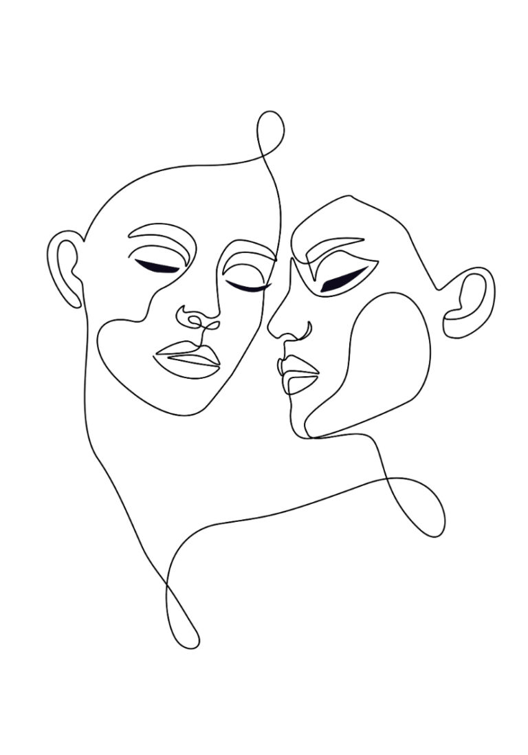 Minimalistische Linienzeichnungen von Gesichtern