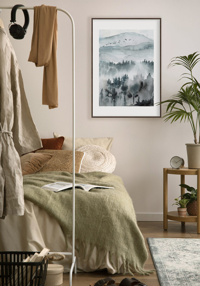 Aquarell-Landschaft mit nostalgischer Stimmung