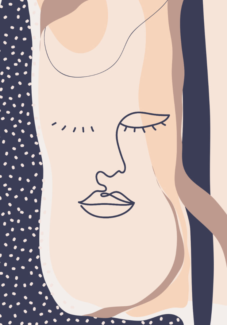 Minimalistische Linienzeichnung eines abstrakten Gesichts