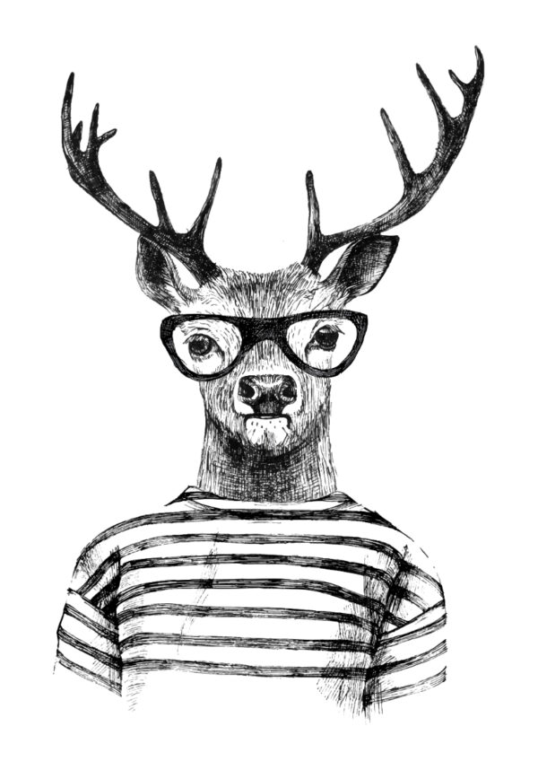 Illustration eines Hirschs mit Brille