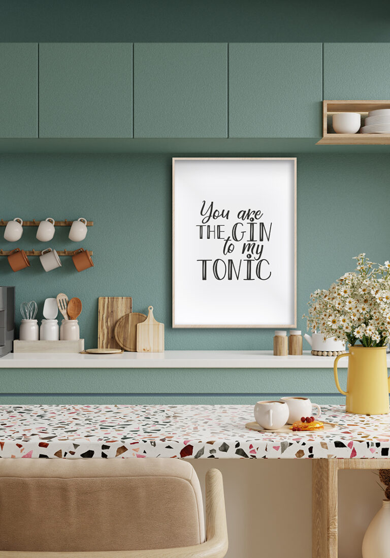Typografie-Kunst mit romantischem Spruch