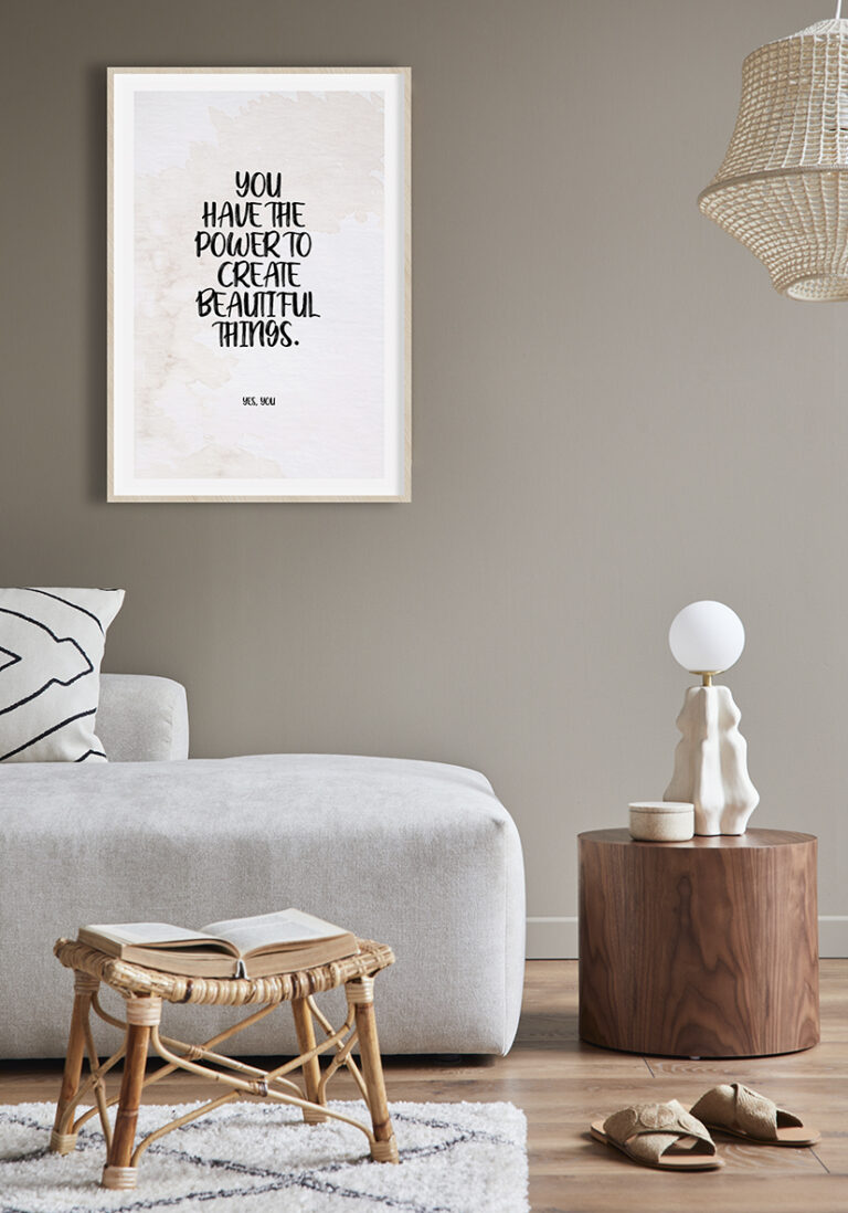 Kunst mit motivierendem, inspirierendem Spruch