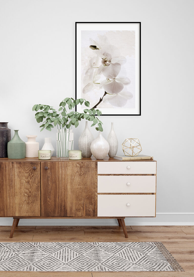 Minimalistische weiße Orchidee in Aquarell