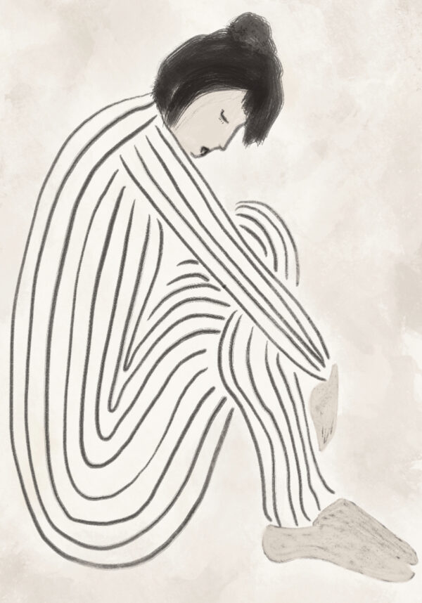 Minimalistische Illustration einer ruhenden Frau
