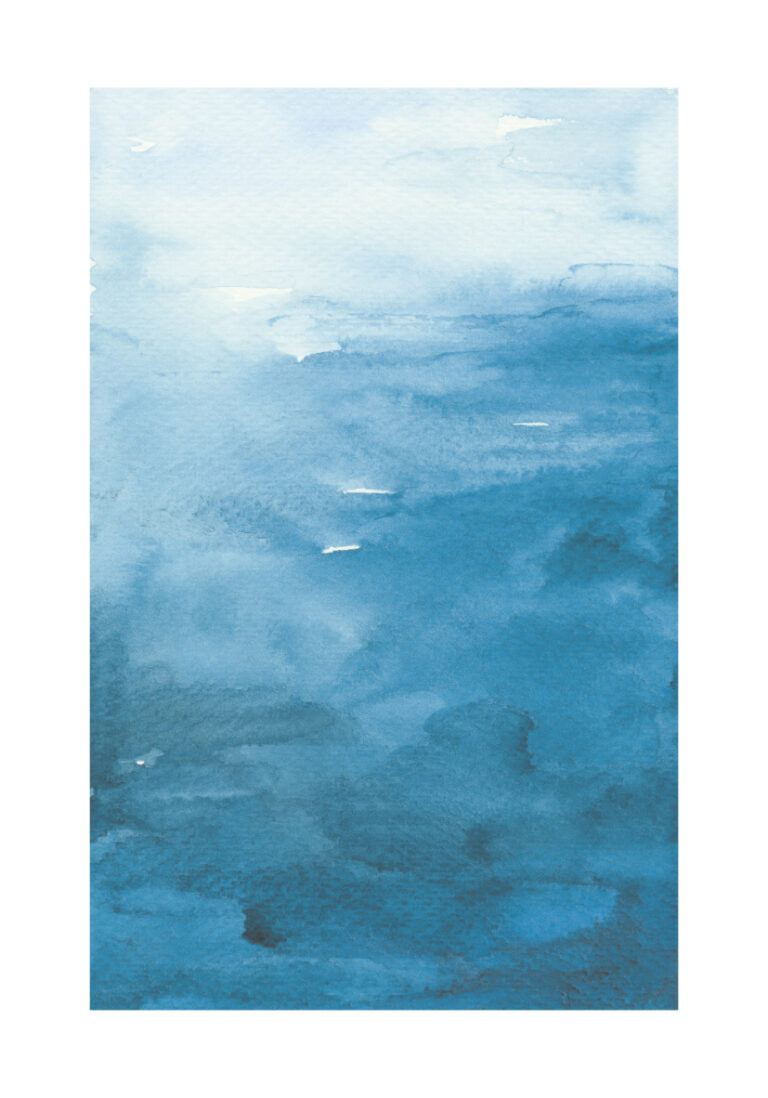 Blaues Aquarell im abstrakten Stil