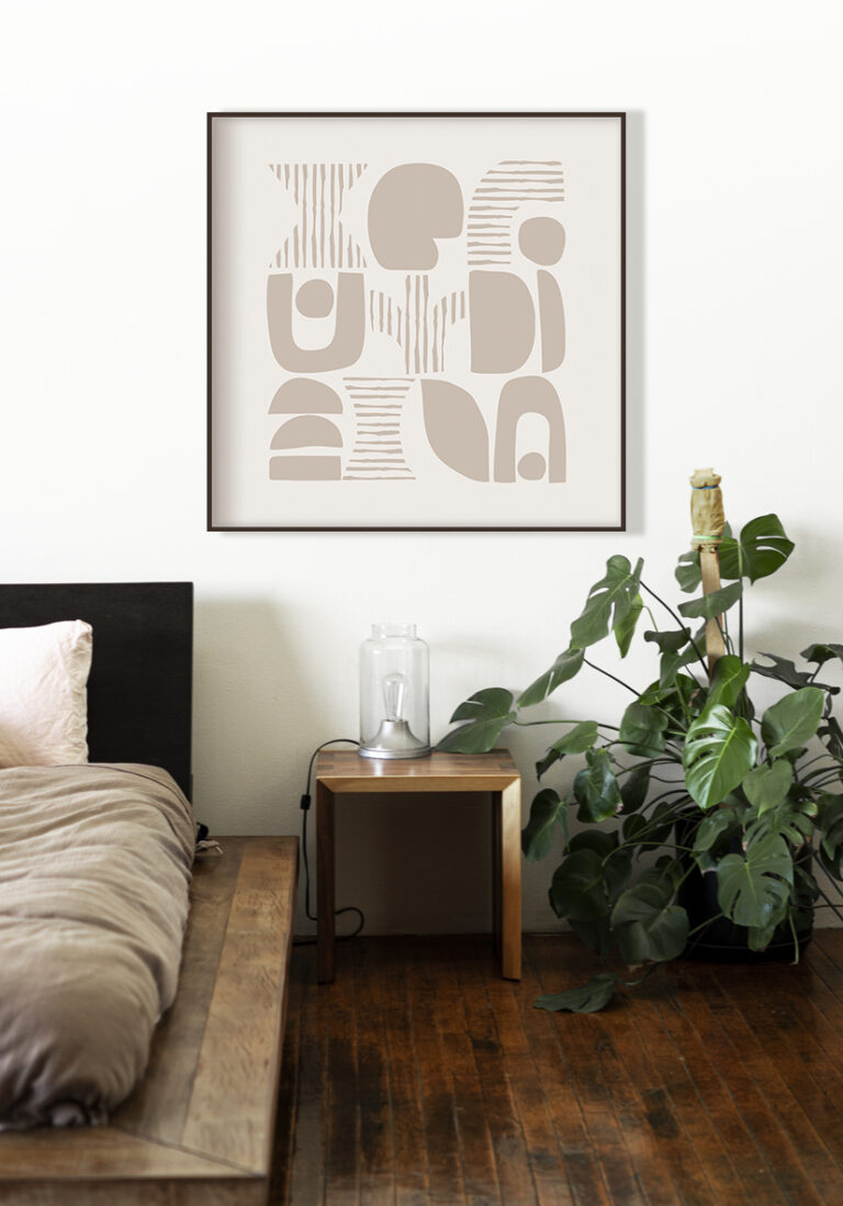 Minimalistisches geometrisch-abstraktes Design in Beige