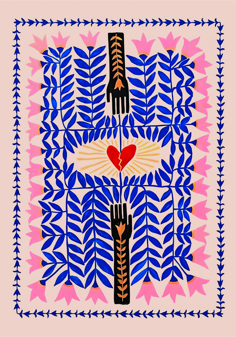 Symbolisches Werk mit floralen Elementen