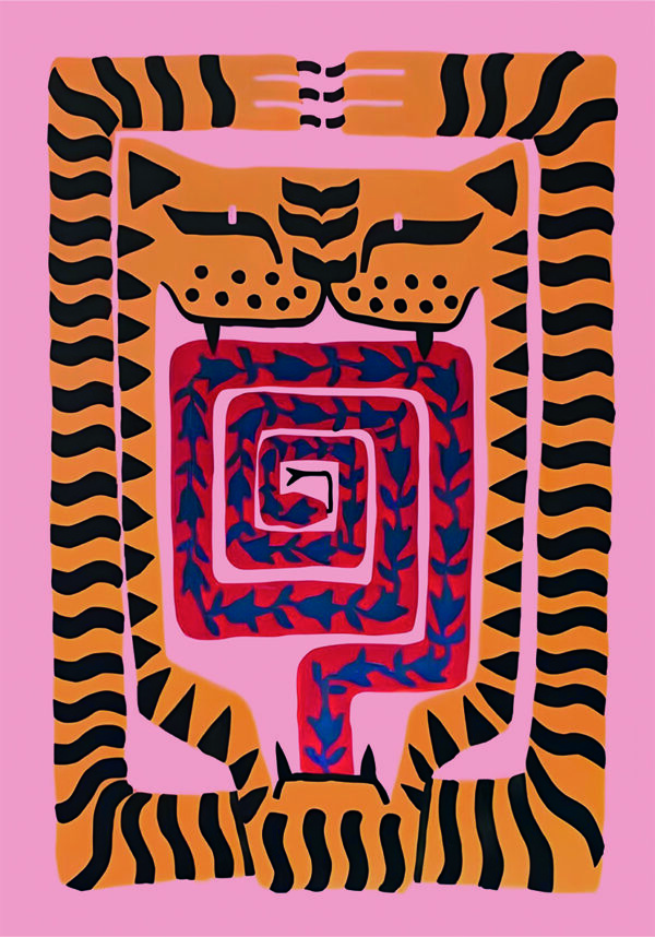 Geometrisch-abstrakte Kunst, inspiriert von Tigern