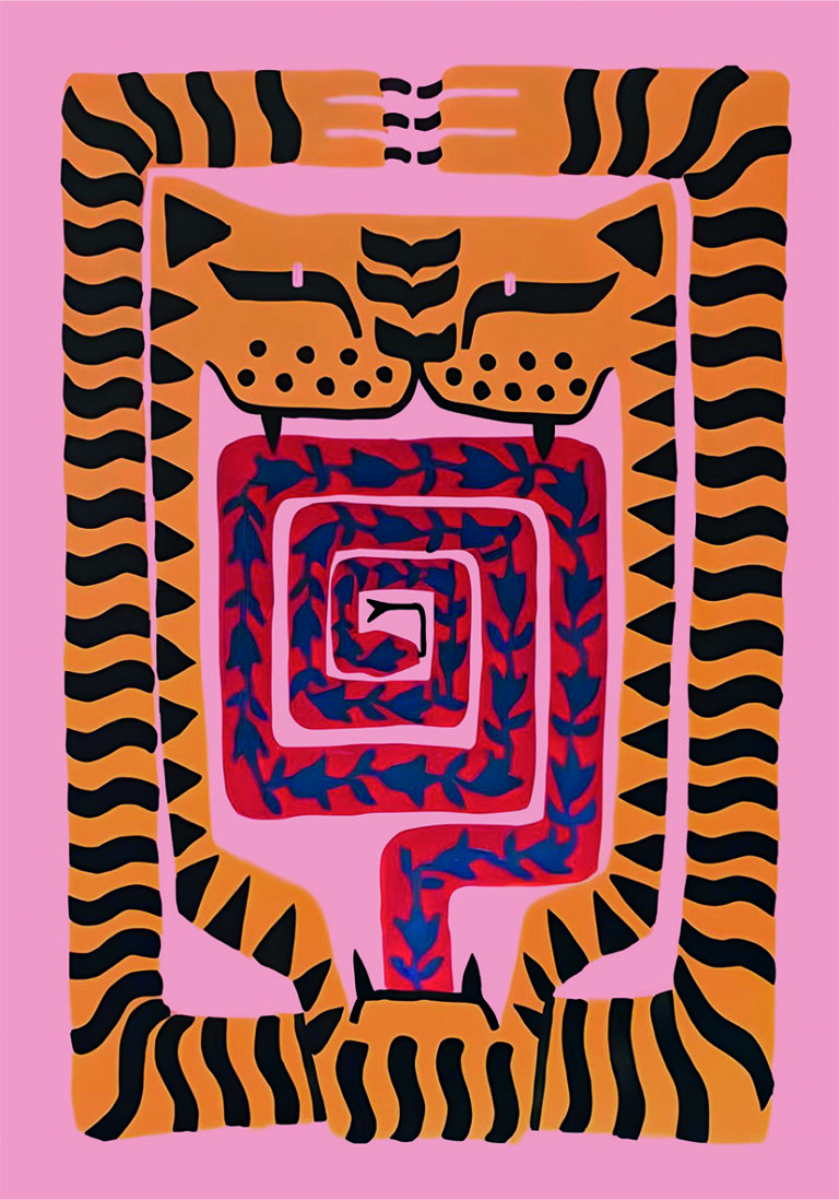 Geometrisch-abstrakte Kunst, inspiriert von Tigern
