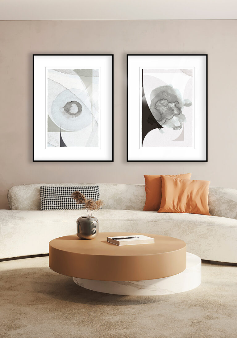 Abstrakte Kunst in grauem Aquarell