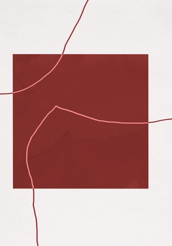 Minimalistisches abstraktes Design mit roten Akzenten