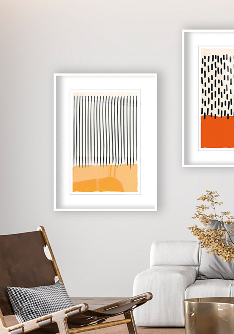 Minimalistisches abstraktes Muster mit Gelb
