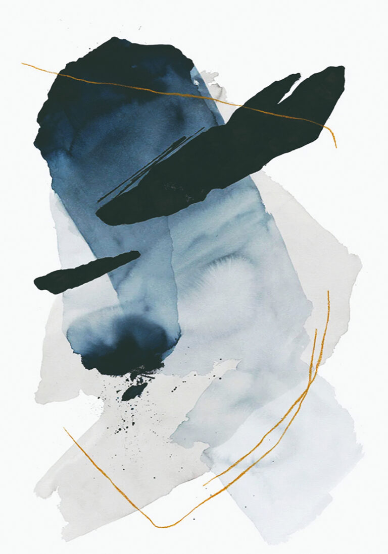 Abstrakte Kunst in Blau und Schwarz