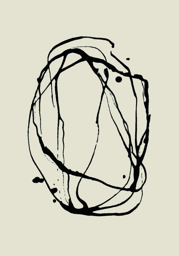 Dynamische Kunst mit abstrakten Tuschelinien