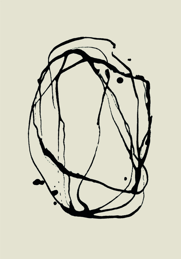 Dynamische Kunst mit abstrakten Tuschelinien