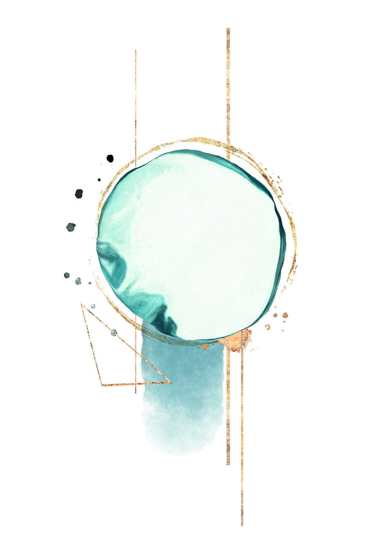 Geometrische Illustration mit blauen Akzenten