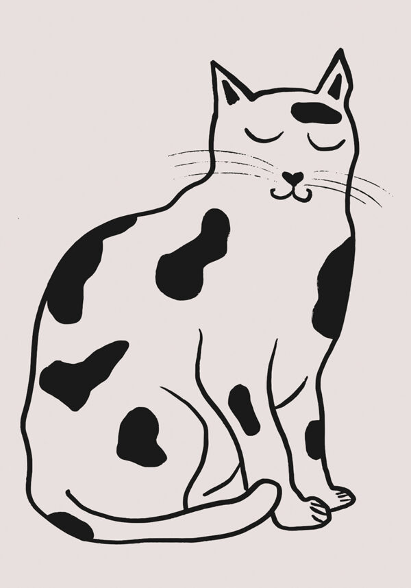 Minimalistische monochrome Katzenillustration