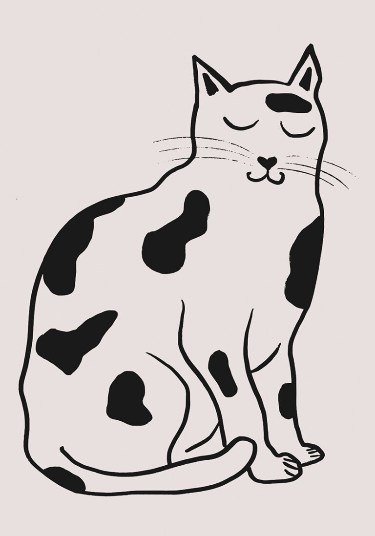 Minimalistische monochrome Katzenillustration
