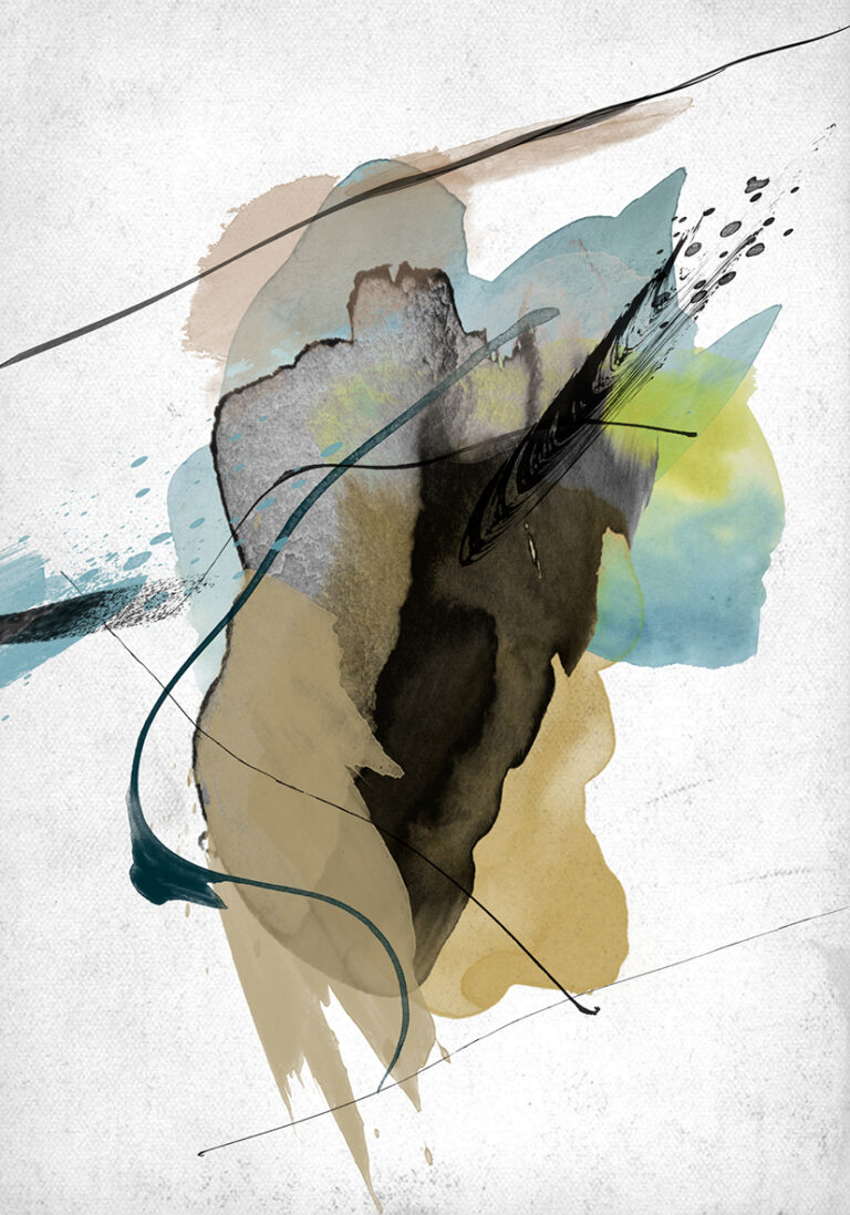Abstraktes Aquarellwerk auf Leinwand