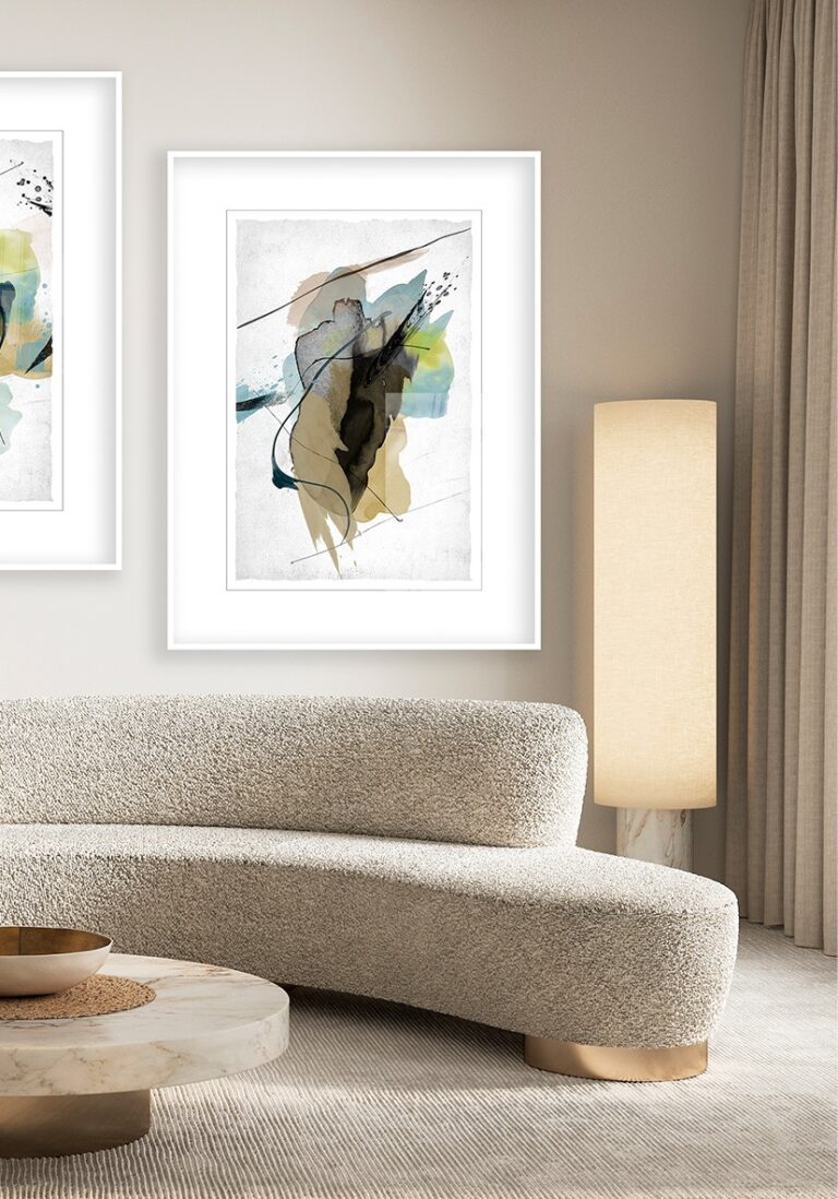 Abstraktes Aquarellwerk auf Leinwand