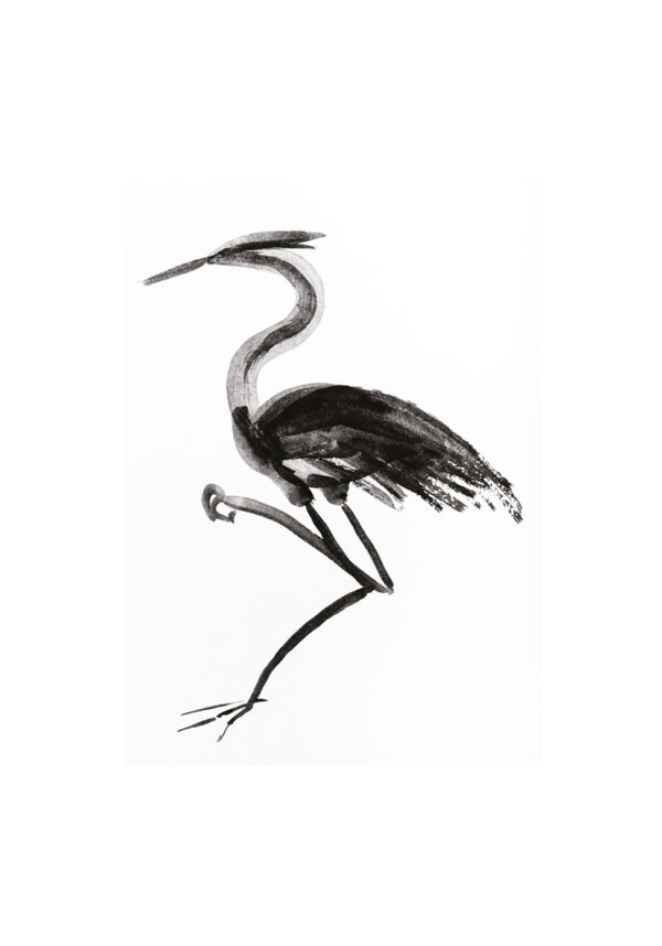 Elegante Tuscheillustration eines Reihers