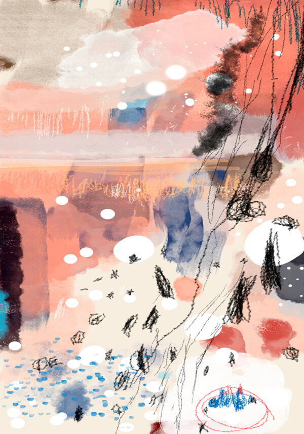 Abstraktes Aquarellwerk in Pastelltönen
