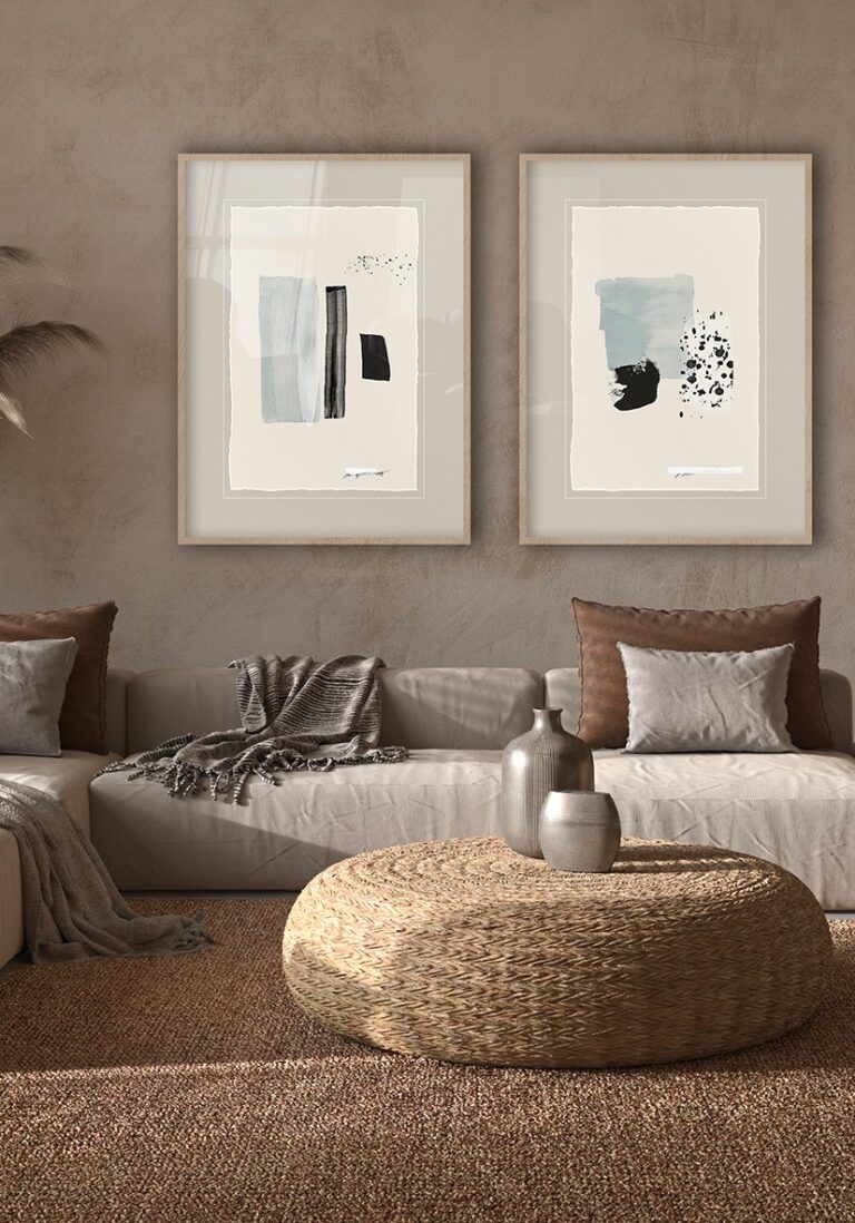 Minimalistische Kunst mit Tuschelavierung
