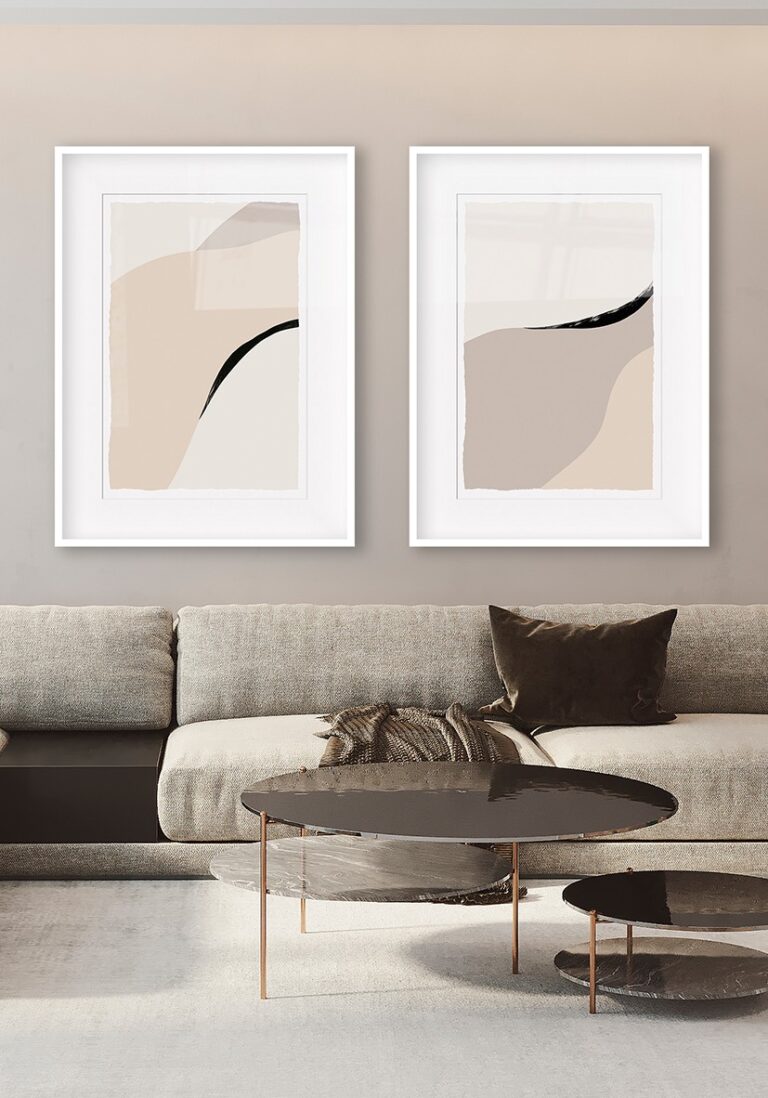 Minimalistische Kunst in Beige und Schwarz
