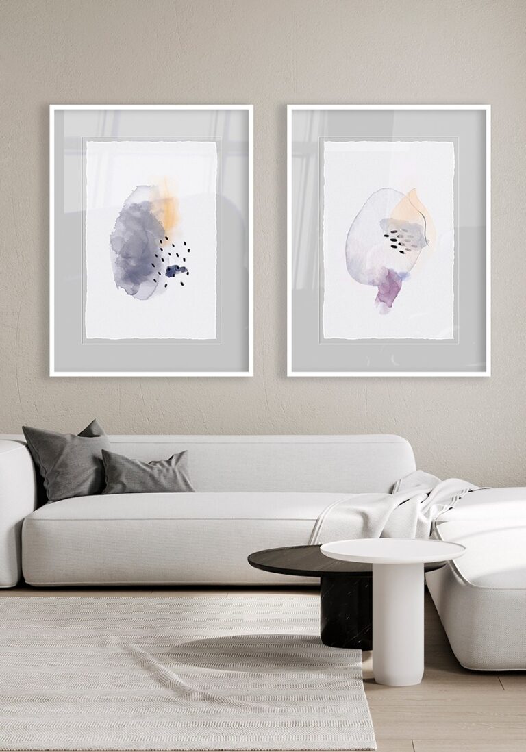 Abstraktes Aquarell mit minimalistischen Punkten