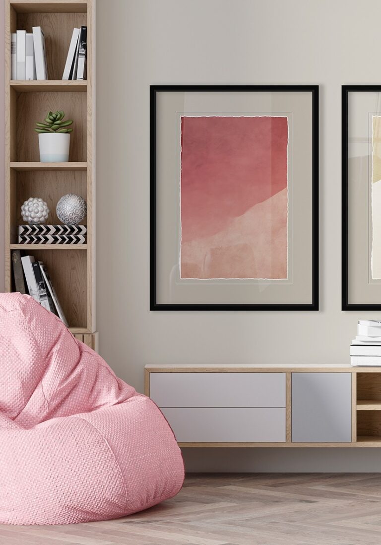 Minimalistisches Werk in Rot und Beige
