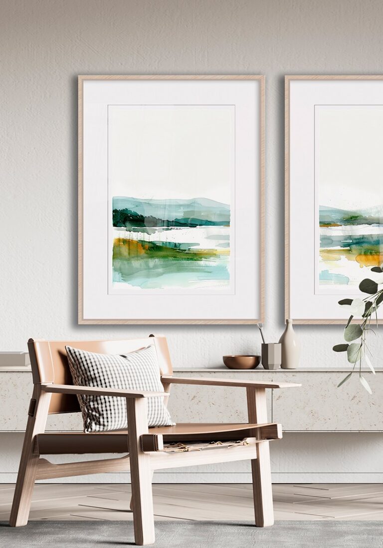 Aquarelllandschaft in Grünnuancen
