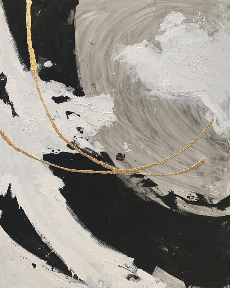 Abstrakte Leinwand in Gold und Monochrom