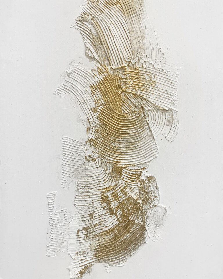 Abstraktes Gemälde in Beige und Weiß
