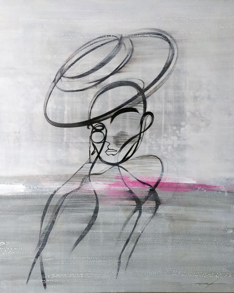 Minimalistisches abstraktes Porträt mit rosa Akzenten