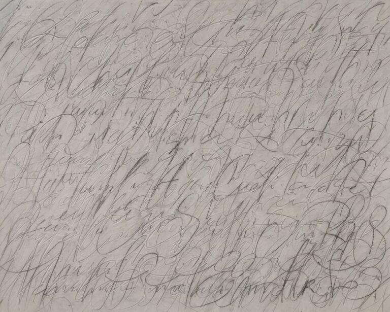 Abstrakte kalligrafische Komposition in neutralen Tönen
