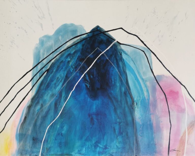 Gemälde in Blau und Rosa