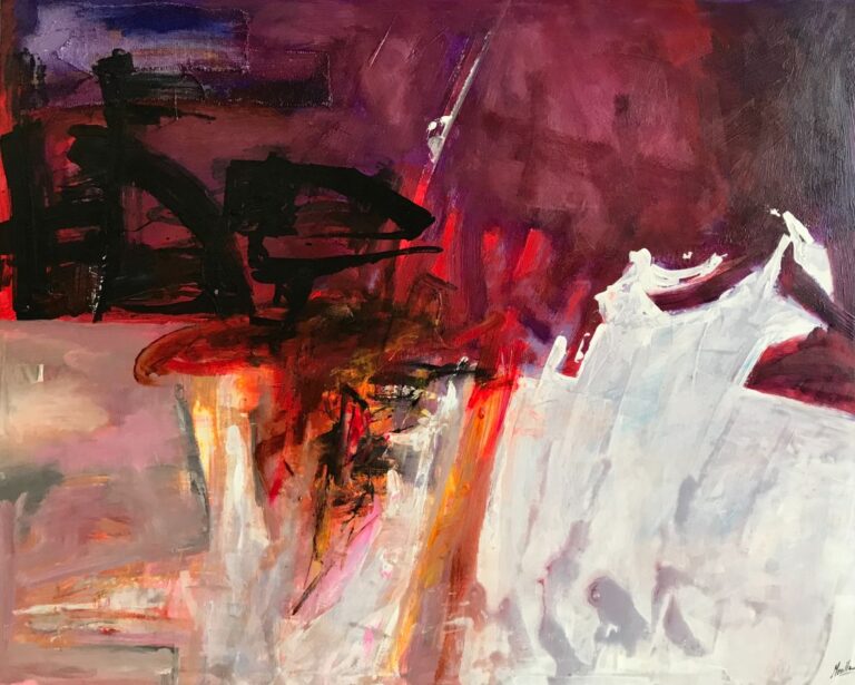 Expressionistisches Gemälde in Rottönen