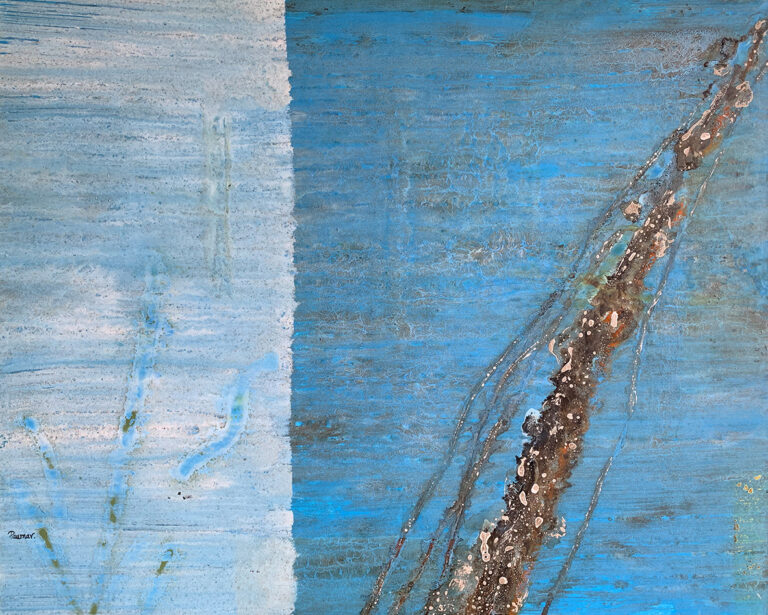 Reliefartiges Werk in Blau